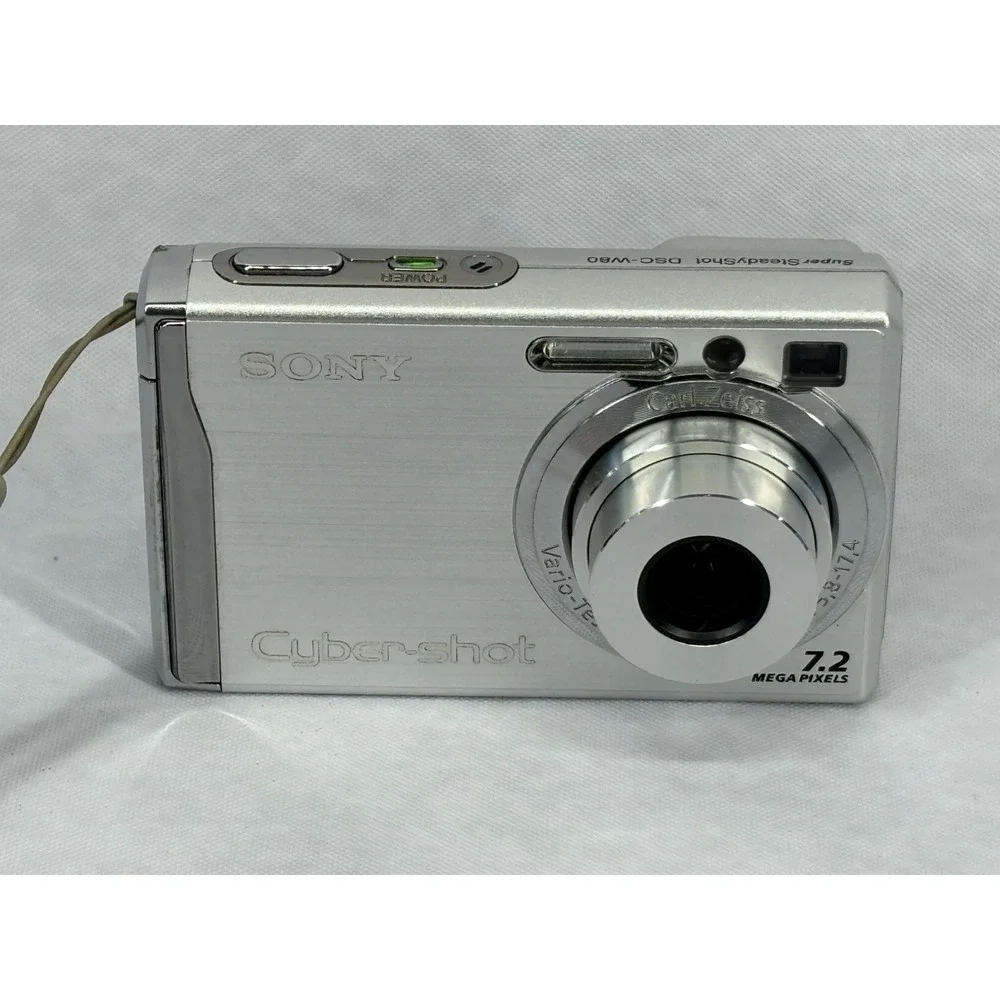 Sony Cyber-shot DSC-W80 7.2MP Digital Camera Silver Carl Zeiss Lens DSC-W80
